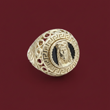 14k Gold Fancy Jesus Head Ring
