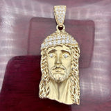 1.9" 14k Gold Jesus Head Pendant