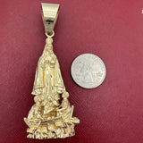 3.2” 14k Yellow Gold 3D Our Lady of Charity Del Cobre Pendant