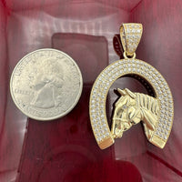 1.5” 14k Gold CZ Horse Shoe Pendant