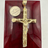 3.55” 14K Yellow Gold 3D Crucifix Pendant