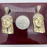 1.9" 14k Gold Jesus Head Pendant