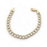 10k Two-tone Gold 8.8mm Diamond-cut Curb Bracelet