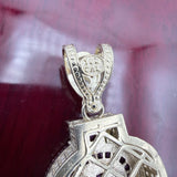1.9” Yellow Gold 3D Dollar Sign Pendant with Red Stones