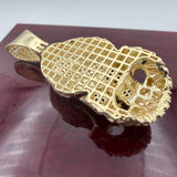 2.3" 14k Gold Stylized Skull Pendant