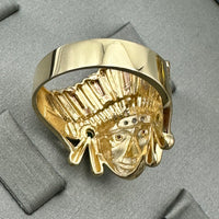 14K Tri-color Gold CZ Native Chief Ring