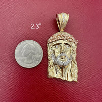 14k Tri-color Gold Jesus Head Pendant