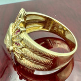 14k Yellow Gold CZ Native Chief Ring
