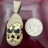 2.3" 14k Gold Stylized Skull Pendant