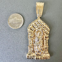 2.9” 14k Yellow Gold Solid Saint Lazarus House Pendant