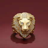 Gold 3D Lion Head Ring