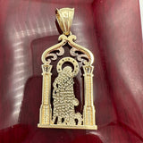 2.1” 14k Tri-color Gold CZ Saint Lazarus Pendant