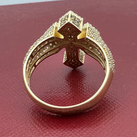 14K Gold 3D Cross Ring