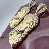 1.9" 14k Gold Jesus Head Pendant