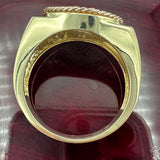 14K Tri-color Gold CZ Anchor Ring