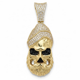 2.3" 14k Gold Stylized Skull Pendant