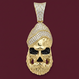 2.3" 14k Gold Stylized Skull Pendant