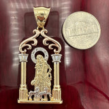 2.1” 14k Tri-color Gold CZ Saint Lazarus Pendant