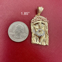 14k Tri-color Gold Jesus Head Pendant