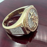 14K Tri-color Gold CZ Anchor Ring