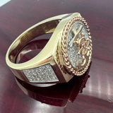 14K Tri-color Gold CZ Anchor Ring