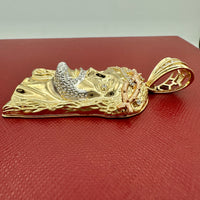 14k Tri-color Gold Jesus Head Pendant