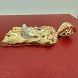 14k Tri-color Gold Jesus Head Pendant
