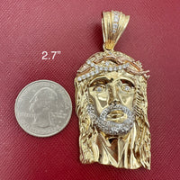 14k Tri-color Gold Jesus Head Pendant