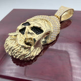 2.3" 14k Gold Stylized Skull Pendant