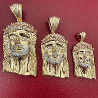 14k Tri-color Gold Jesus Head Pendant