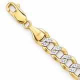 10k Two-tone Gold 8.8mm Diamond-cut Curb Bracelet