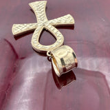14K Gold Diamond Cut Ankh Pendant