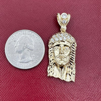 1.6" 14k Gold Jesus Head Pendant