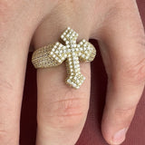 14K Gold 3D Cross Ring
