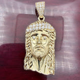 1.9" 14k Gold Jesus Head Pendant