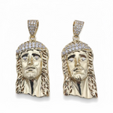 1.9" 14k Gold Jesus Head Pendant