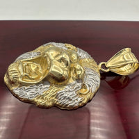 1.6” 10K Yellow Gold Roaring Lion Pendant