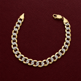 10k Two-tone Gold 8.8mm Diamond-cut Curb Bracelet