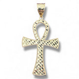 14K Gold Diamond Cut Ankh Pendant