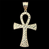 14K Gold Diamond Cut Ankh Pendant
