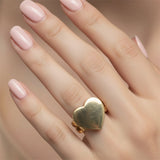 14k Gold 3D Heart Chino Link Ring