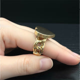 14k Gold 3D Heart Chino Link Ring