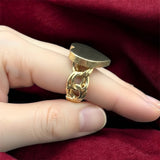 14k Gold 3D Heart Chino Link Ring