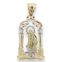 2.1” 14k Tri-color Gold CZ Saint Lazarus Pendant
