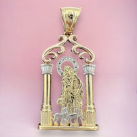 2.1” 14k Tri-color Gold CZ Saint Lazarus Pendant