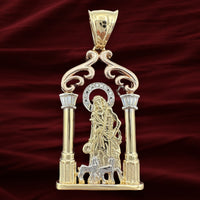 2.1” 14k Tri-color Gold CZ Saint Lazarus Pendant