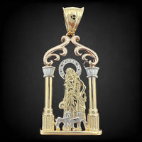 2.1” 14k Tri-color Gold CZ Saint Lazarus Pendant