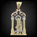 2.1” 14k Tri-color Gold CZ Saint Lazarus Pendant