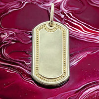 10K Yellow Gold Dog Tag Pendant