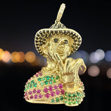 2.1” 14k Yellow Gold CZ Freddy Krueger Pendant